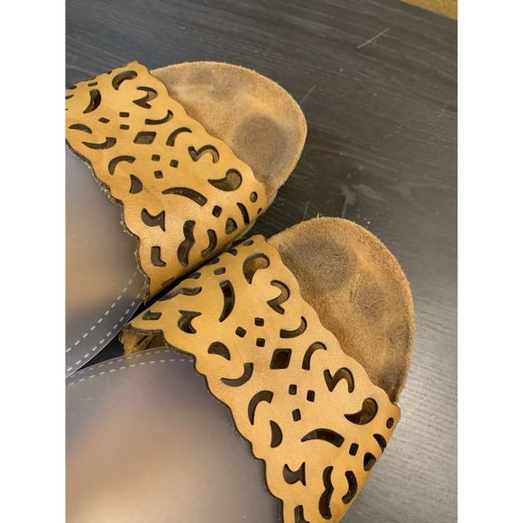 DORKING Tan Cut-Out Leather Quarter Strap Wedge Heel Sandals EUR 39≈ US 8.5 - Picture 5 of 12